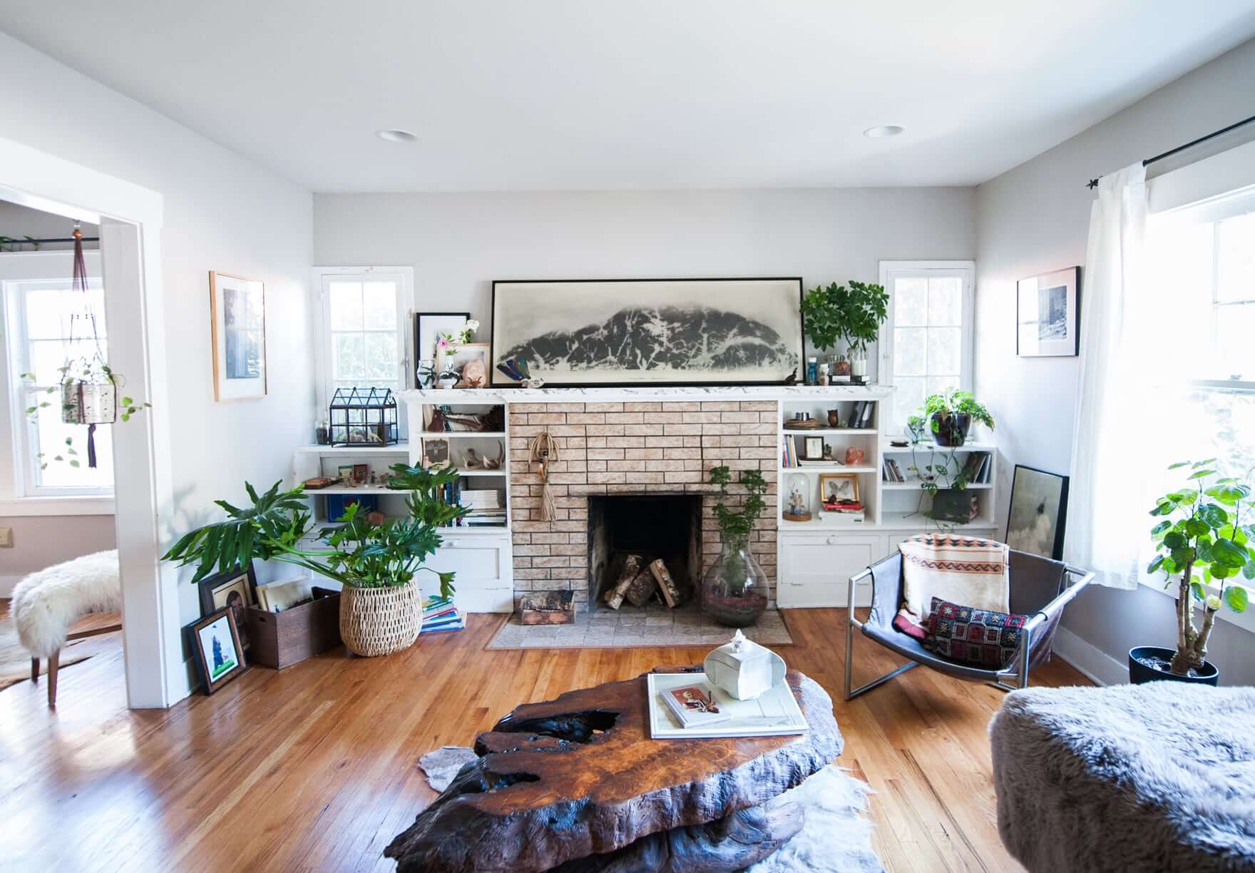 eclectic living room with plants