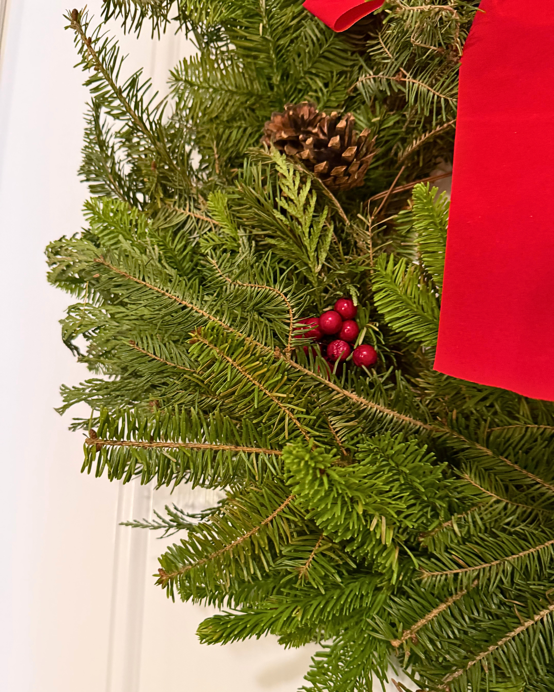 detail shot of berries and pinecones